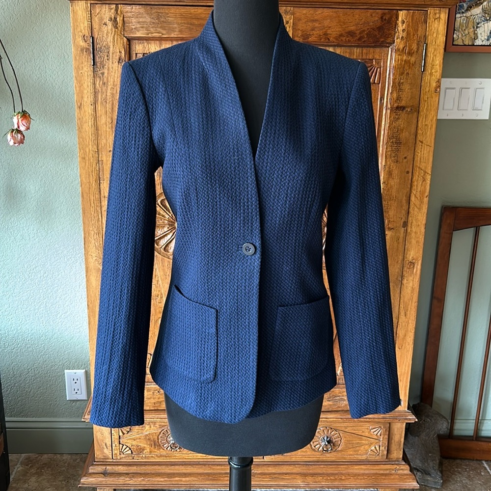 NWT Navy Cotton Textured Brooks Brothers Blazer - Size 4